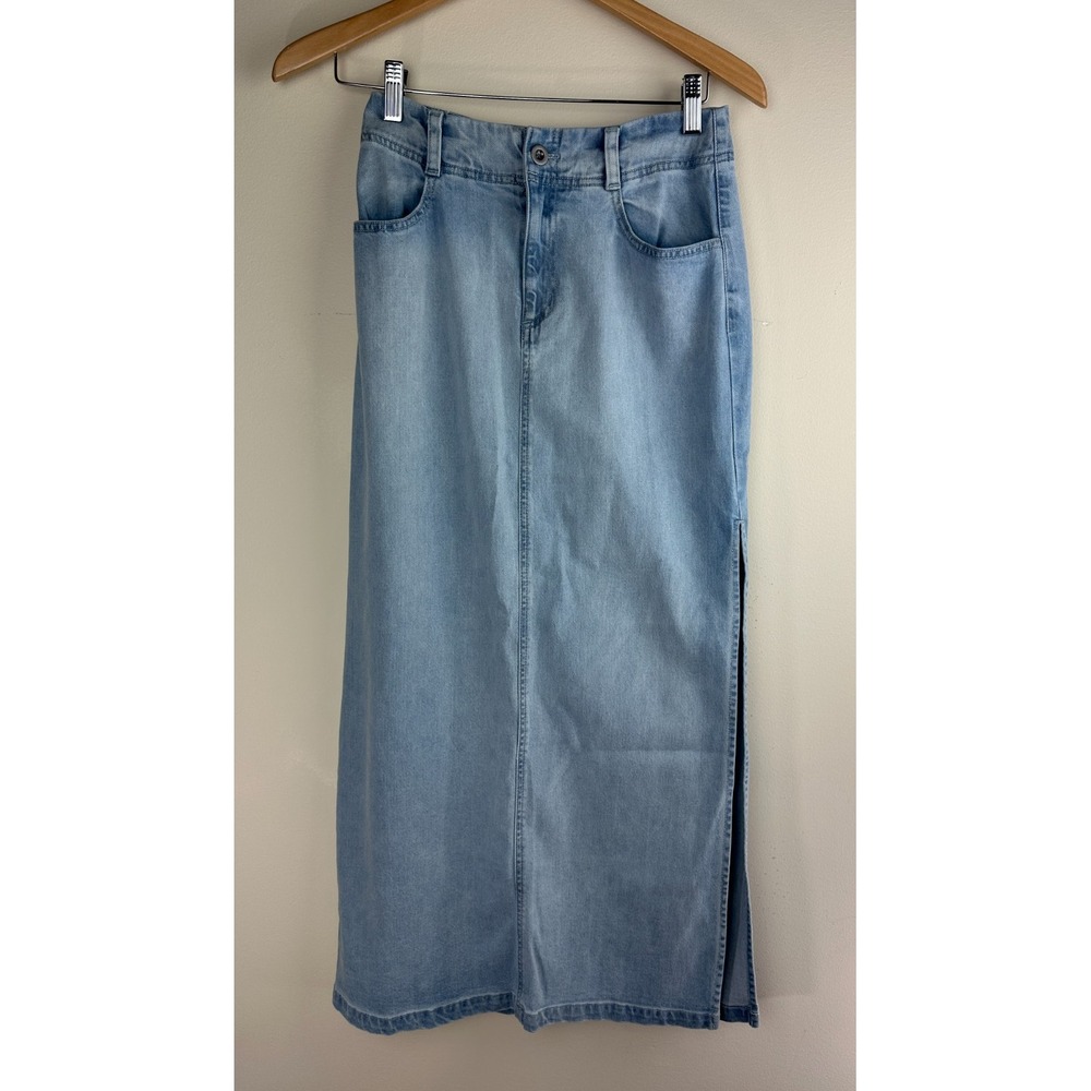 bella dahl Indigo Tencel Cotton Stretch Skirt Ocean Mist Size 25 - Picture 11 of 11